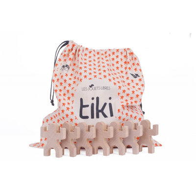 Sac de 40 pièces pour jeu de construction en bois Tiki