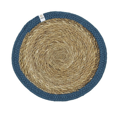 Set de table en jonc de mer et jute bord denim