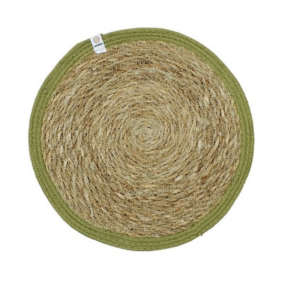 Set de table en jonc de mer et jute bord vert