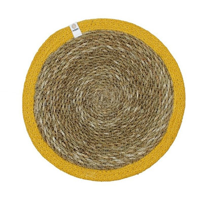 Set de table en jonc de mer et jute bord jaune
