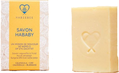 Savon surgras Hababy à la cire d’abeille et au calendula 110 g