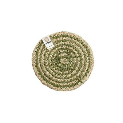 Sous-verre rond en jute motif spirale vert