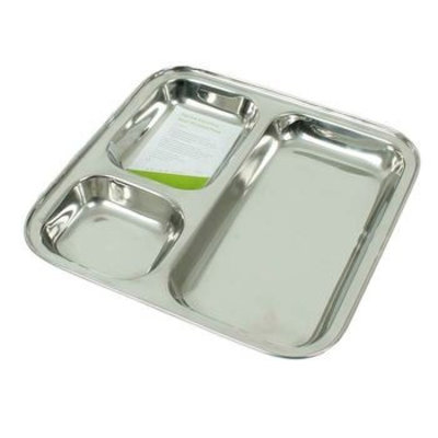 Plateau repas carré compartimenté en inox