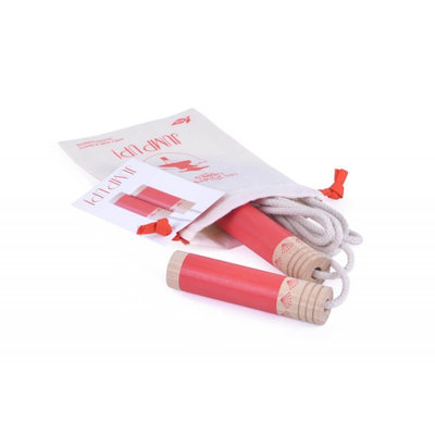 Corde à sauter rouge en bois et coton bio JUMP UP !