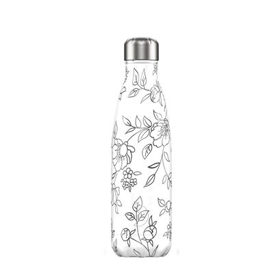 Bouteille Line Art fleurs